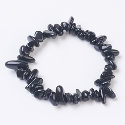 Obsidienne Agate bracelets extensibles indiens naturels, nuggets, 2-1/8 pouce (5.5 cm)