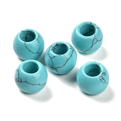 Synthetic Turquoise Synthetic Turquoise European Beads, Large Hole Beads, Round, 12x9~9.5mm, Hole: 5.5~6mm