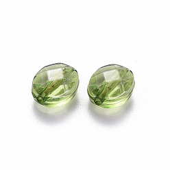 Vert Jaune Perles acryliques transparentes, ovale, vert jaune, 10x8x5.5mm, Trou: 1.5mm, environ1550 pcs / 500 g