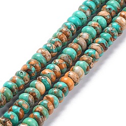 Orange Perles synthétiques turquoise brins, teint, rondelle, orange, 8x5mm, Trou: 0.7mm, Environ 80~84 pcs/chapelet, 15.94~16.14 pouce (40.5~41 cm)