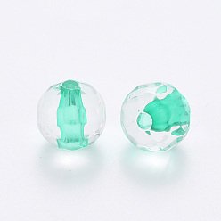 Turquoise Perles acryliques transparentes, ronde, facette, turquoise, 6x5.5mm, Trou: 1.4mm, environ4160 pcs / 500 g