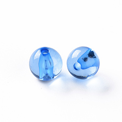 Bleu Ciel Foncé Perles acryliques transparentes, ronde, bleu profond du ciel, 10x9mm, trou: 2 mm, environ 940 pcs / 500 g