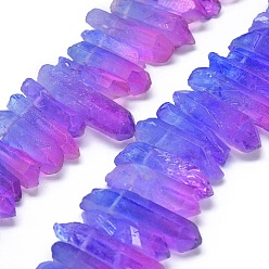 Dark Orchid Natural Dyed Quartz Pointed Beads Strands, Two Tone Color, Bullet, Top Drilled Beads, Dark Orchid, 19~35x5~11mm, Hole: 1mm, about 59~64pcs/strand, 13.7~14.1 inch(35~36cm)