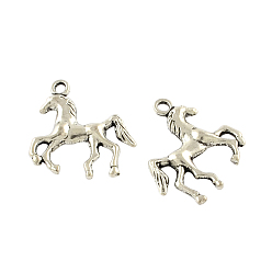 Antique Silver Tibetan Style Alloy Horse Pendants, Cadmium Free & Lead Free, Antique Silver, 24x21.5x4mm, Hole: 2mm, about 217pcs/500g