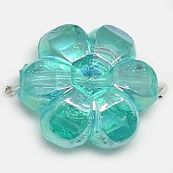 Medium Turquoise Eco-Friendly Transparent Acrylic Beads, Rice, AB Color, Medium Turquoise, 6x3mm, Hole: 1mm, about 19500pcs/500g