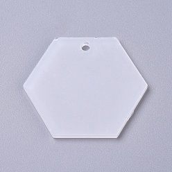 Clear Transparent Acrylic Blank Pendants, Hexagon, for DIY Keychains or Jewelry, Clear, 43x49.5x2.5mm, Hole: 3.5mm