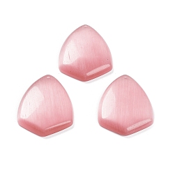 Pink Cat Eye Pendants, Triangle Charms, Pink, 45.5x35x7.5mm, Hole: 1.4mm