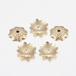 Golden 304 Stainless Steel Bead Caps, Flower, Multi-Petal, Golden, 7.5x1.5mm, Hole: 1mm