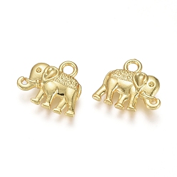 Golden Electroplated Alloy Charms, Long-Lasting Plated, Elephant, Golden, 12x14.5x3mm, Hole: 1.5mm