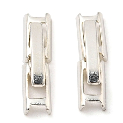 Silver Eco-Friendly Brass Watch Band Clasps, Long-Lasting Plated, Lead Free & Cadmium Free, Silver, 15x3.5x4mm