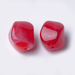 Cramoisi Perles acryliques, style de pierres fines imitation, nuggets, cramoisi, 15.5x12x12mm, trou: 1.8 mm, environ 310 pcs / 500 g