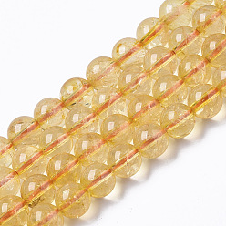 Citrine Natural Citrine Beads Strands, Round, Dyed & Heated, 6mm, Hole: 0.9mm, about 62pcs/strand, 15.35 inch(39cm)