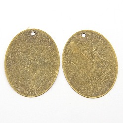 Bronze Antique Étiquettes métalliques, laiton estampage pendentifs d'étiquette vierge, ovale, bronze antique, 40x30x0.5mm, Trou: 1.5mm