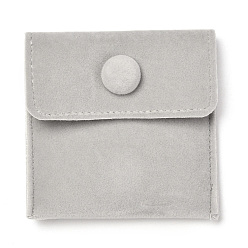Гейнсборо Квадратные бархатные ювелирные сумки, на кнопках, светло-серые, 6.7~7.3x6.7~7.3x0.95 см