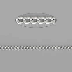 Серебро Оксидированные алюминиевые бордюрные цепи, граненые, несварные, с катушкой, серебряные, 6x4x1.1 мм, 100 м / рулон