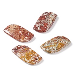 Orange Foncé Pendants de pierres gemmes naturelles, feuille, orange foncé, 45~47x25~25.5x6~8mm, Trou: 1.6mm