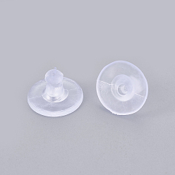 Clear Plastic Ear Nuts, Earring Backs, Clear, 10x6mm, Hole: 0.5mm