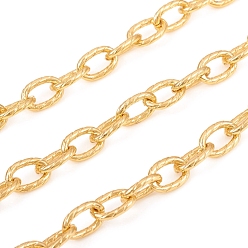 Настоящее золото 18K Текстурированная латунная кабельная цепь, несварные, с катушкой, для изготовления ювелирных изделий, реальный 18 k позолоченный, ссылка: 10x6.5x1.5 mm, около 16.4 футов (5 м) / рулон