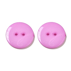 Medium Orchid Acrylic Sewing Buttons, Plastic Buttons for Costume Design, 2-Hole, Dyed, Flat Round, Medium Orchid, 15x2mm, Hole: 1mm