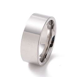 Stainless Steel Color 201 Stainless Steel Plain Band Ring for Women, Stainless Steel Color, 7.5mm, Inner Diameter: 17mm