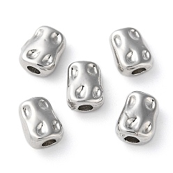 Platinum Rack Plating Brass Spacer Beads, Nuggets, Platinum, 7.5x6x3.5mm, Hole: 1.6~1.8mm