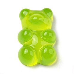 Желто-Зеленый Светящиеся кабошонов смолы, медведь, желто-зеленый, 17.5x11.5x6 мм