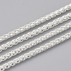 Argent 304 chaînes de câble en acier inoxydable, non soudée, avec bobine, couleur argent plaqué, 3 mm, lien: 4.5x3x1 mm, environ 32.8 pieds (10 m)/rouleau