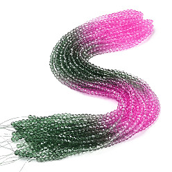 Vert Foncé Chapelets de perles en verre transparentes  , perles multicolores segmentées, à facettes (32 facettes), ronde, vert foncé, 4~4.5mm, Trou: 1mm, Environ 90~95 pcs/chapelet, 13.98'' (35.5 cm)
