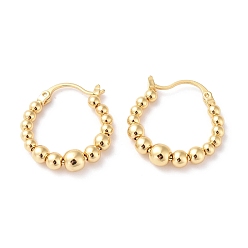 Real 18K Gold Plated Brass Rotating Round Beaded Hoop Earrings, Anxiety Stress Relief Jewelry for Women, Real 18K Gold Plated, 23.5x22x5mm, Pin: 0.9mm