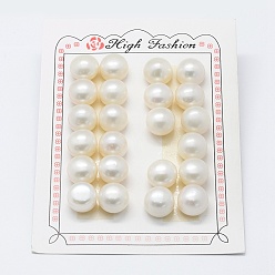 Floral White Natural Cultured Freshwater Pearl Beads, Grade 3A, Half Drilled, Rondelle, Floral White, 12.5~14x10mm, Hole: 0.8mm, about 24pcs/board