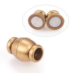 Brushed Antique Bronze Brass Magnetic Clasps with Loops, Oval, Brushed Antique Bronze, 18x12mm, Hole: 6mm