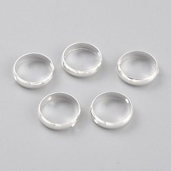 925 Sterling Silver Plated Brass Beads Frames, Long-Lasting Plated, Round Ring, 925 Sterling Silver Plated, 8x2.5mm, Hole: 1mm