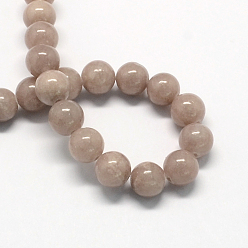 Camel Natural Dyed Yellow Jade Gemstone Bead Strands, Round, Camel, 10mm, Hole: 1mm, about 40pcs/strand, 15.7 inch