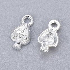 Silver Tibetan Style Pendants, Lead Free, Cadmium Free and Nickel Free, Mushroom, Silver Color Plated, Size: about 13mm long, 8mm wide, hole: 2mm