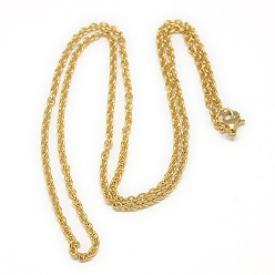 Oro Cadena de cables de acero inoxidable unisex 304 de moda., con cierre de langosta, dorado, 19.5~20.5 pulgada (50~52 cm)