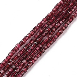 Garnet Natural Garnet Beads Strands, Faceted, Cube, 2x2x2mm, Hole: 0.6mm, about 182pcs/strand, 15.16''~15.55''(38.5~39.5cm).