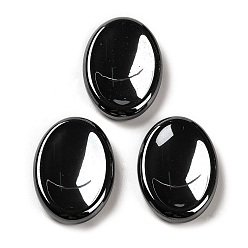 Pierre Noire Pierre noire naturelle pierre de souci ovale, Pierre de pouce en cristal de guérison de l'anxiété, 34~35x24~25x6~7mm