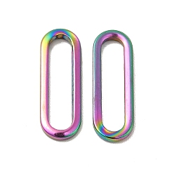 Rainbow Color Chapado iónico (ip) 304 anillos de eslabones de acero inoxidable, oval, color del arco iris, 17.5x6.5x1 mm, diámetro interior: 15.5x3 mm