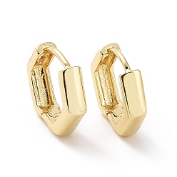 Настоящее золото 18K Латунные серьги-кольца с шестигранной подвеской для женщин, долговечный, без кадмия, без никеля и без свинца, реальный 18 k позолоченный, 14x15.5x3.5 мм, штифты : 0.8 мм