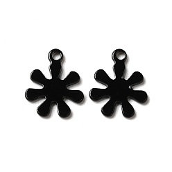 Black Spray Painted 201 Stainless Steel Charms, Flower Charm, Black, 11.5x9x0.5mm, Hole: 1mm