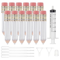 Mixed Color DIY Lip Glaze Bottles, Lip Glaze Tube, Empty Bottles with Lid, with Disposable Plastic Transfer Pipettes, Plastic Funnel Hopper, Screw Type Hand Push Glue Dispensing Syringe(without needle), Mixed Color