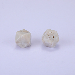 Verge D'or Pâle Perles de silicone hexagonales, perles à mâcher pour les jouets de dentition, Diy soins infirmiers colliers faisant, verge d'or pale, 23x17.5x23mm, Trou: 2.5mm