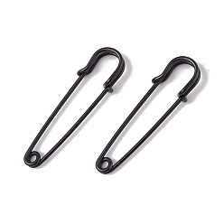 Electrophoresis Black 304 Stainless Steel Safety Pins Brooch Findings, Kilt Pins for Lapel Pin Making, Electrophoresis Black, 50.5x14x5.5mm