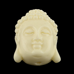 Light Yellow Dyed Buddha Head Synthetical Coral Beads, Light Yellow, 27~28x20~21x12mm, Hole: 1.5mm