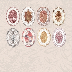 Oval 40Pcs 8 Styles Lace Scrapbook Paper, for DIY Album Scrapbook, Background Paper, Diary Decoration, Oval Pattern, 125x85mm, 5pcs/style