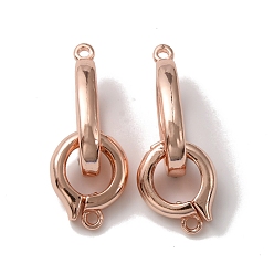 Rose Gold Rack Plating Brass Fold Over Clasps, Cadmium Free & Lead Free, Long-Lasting Plated, Oval Ring, Rose Gold, 30mm, Oval Clasp: 20.5x12x3mm, Hole: 1.5mm, Ring Clasp: 14x11.5x3.5mm