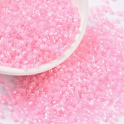 Pearl Pink Cylinder Seed Beads, Ceylon, Round Hole, Uniform Size, Pearl Pink, 2x1.5mm, Hole: 0.8mm, about 40000pcs/bag, about 450g/bag