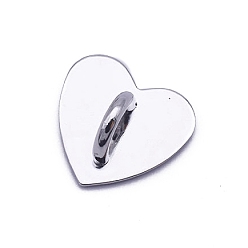 Plata Soporte de corazón para teléfono celular de aleación de zinc, soporte de anillo de agarre para los dedos, plata, 2.4 cm
