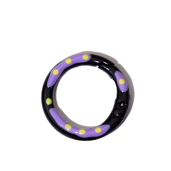 Black Spray Painted Alloy Spring Gate Ring, Polka Dot Pattern, Ring, Black, 25x3.7mm