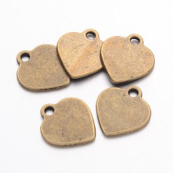 Antique Bronze Alloy Stamping Blank Tag Charms Pendants, Cadmium Free & Nickel Free & Lead Free, Heart, Antique Bronze, 16x14x2mm, Hole: 2mm